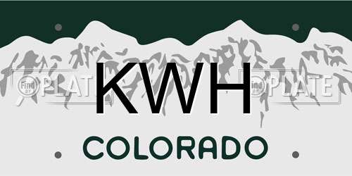 KWH Colorado License Plate