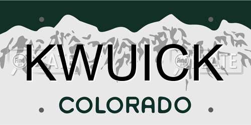 KWUICK Colorado License Plate