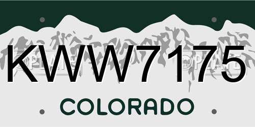 KWW7175 Colorado License Plate