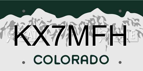 KX7MFH Colorado License Plate