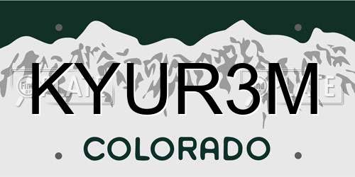 KYUR3M Colorado License Plate