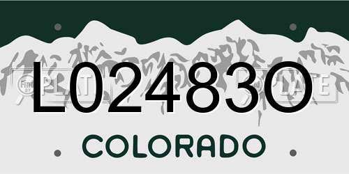 L02483O Colorado License Plate