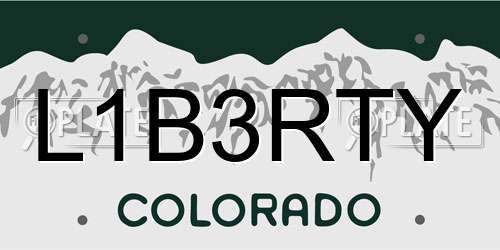 L1B3RTY Colorado License Plate