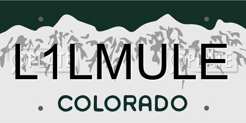 L1LMULE Colorado License Plate