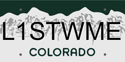 L1STWME Colorado License Plate