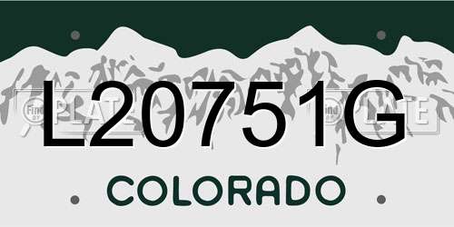 L20751G Colorado License Plate