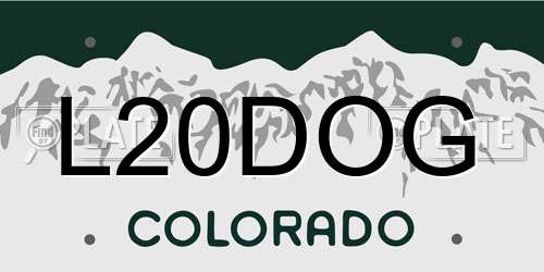 L20DOG Colorado License Plate