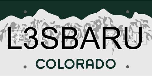 L3SBARU Colorado License Plate