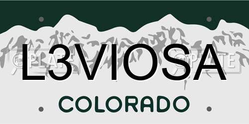 L3VIOSA Colorado License Plate