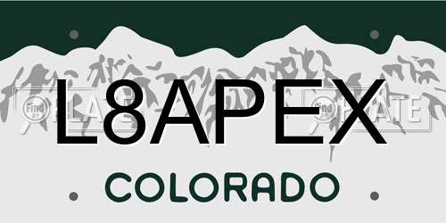 L8APEX Colorado License Plate