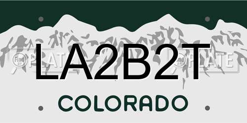 LA2B2T Colorado License Plate