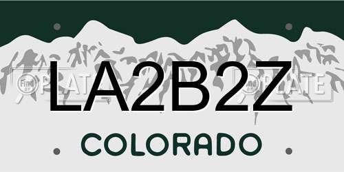 LA2B2Z Colorado License Plate