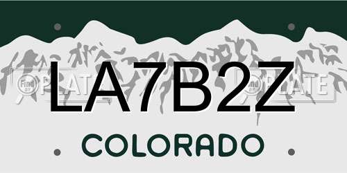 LA7B2Z Colorado License Plate