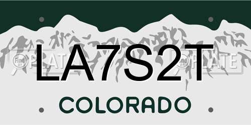 LA7S2T Colorado License Plate