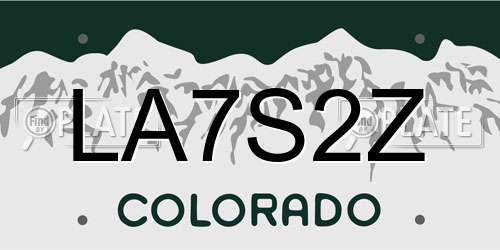 LA7S2Z Colorado License Plate