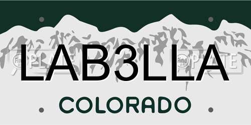 LAB3LLA Colorado License Plate