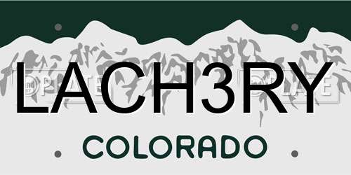 LACH3RY Colorado License Plate