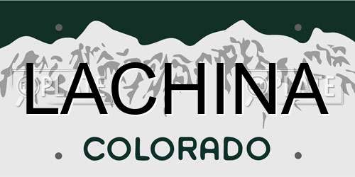 LACHINA Colorado License Plate