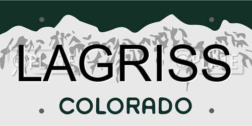 LAGRISS Colorado License Plate