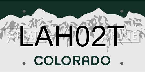 LAH02T Colorado License Plate