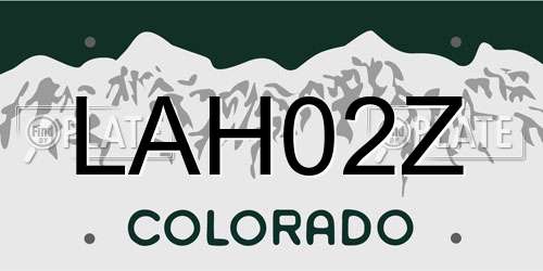LAH02Z Colorado License Plate