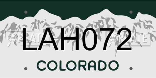 LAH072 Colorado License Plate