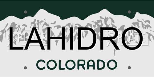 LAHIDRO Colorado License Plate
