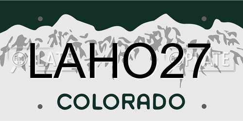 LAHO27 Colorado License Plate