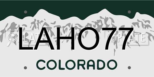 LAHO77 Colorado License Plate