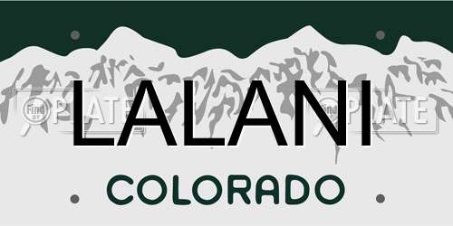 LALANI Colorado License Plate