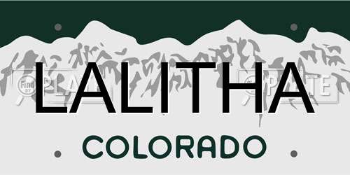 LALITHA Colorado License Plate