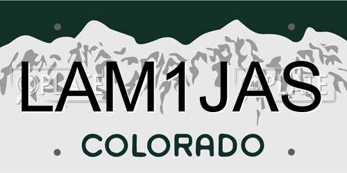 LAM1JAS Colorado License Plate
