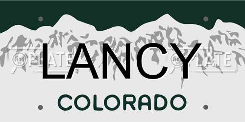 LANCY Colorado License Plate