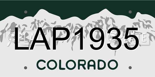 LAP1935 Colorado License Plate