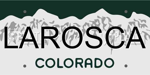 LAROSCA Colorado License Plate