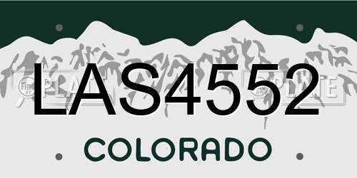 LAS4552 Colorado License Plate