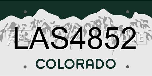 LAS4852 Colorado License Plate