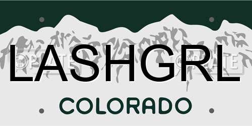 LASHGRL Colorado License Plate