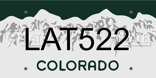 LAT522 Colorado License Plate