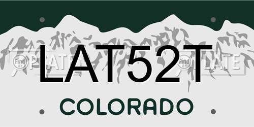 LAT52T Colorado License Plate