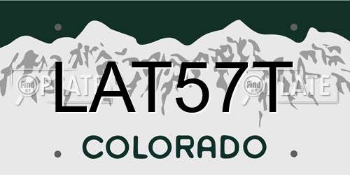 LAT57T Colorado License Plate
