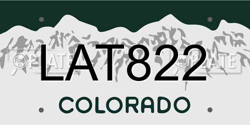 LAT822 Colorado License Plate