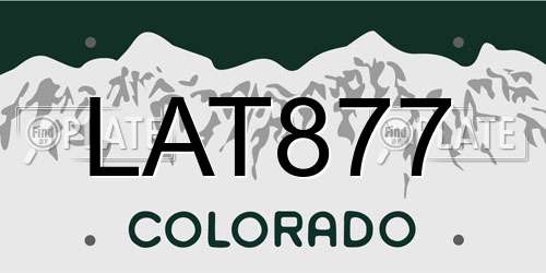 LAT877 Colorado License Plate