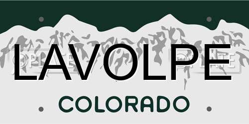 LAVOLPE Colorado License Plate