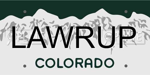 LAWRUP Colorado License Plate