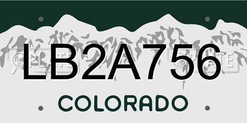 LB2A756 Colorado License Plate