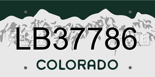 LB37786 Colorado License Plate