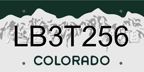 LB3T256 Colorado License Plate