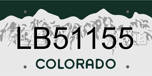 LB51155 Colorado License Plate