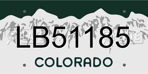 LB51185 Colorado License Plate